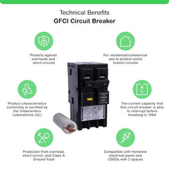 Square D - Square D HOM240GFIC – 40 Amp GFCI Circuit Breaker, 2 - Pole, 120/240V AC, Plug - On Mount