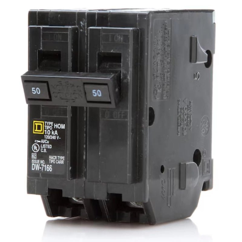 Square D - Square D HOM250 50 Amp Double Pole Homeline Circuit Breaker – 120/240V AC, 10kAIC – Pack of 1