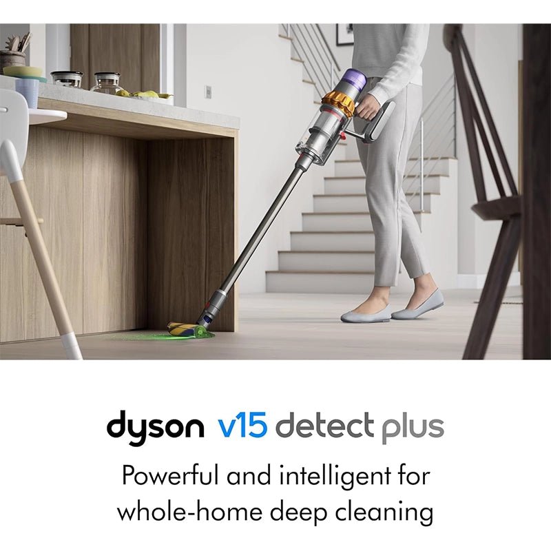 Dyson - Dyson V15 Detect Plus Cordless Vacuum – 240AW, Illumination, 3 Power Modes, Up to 60 Minutes Runtime