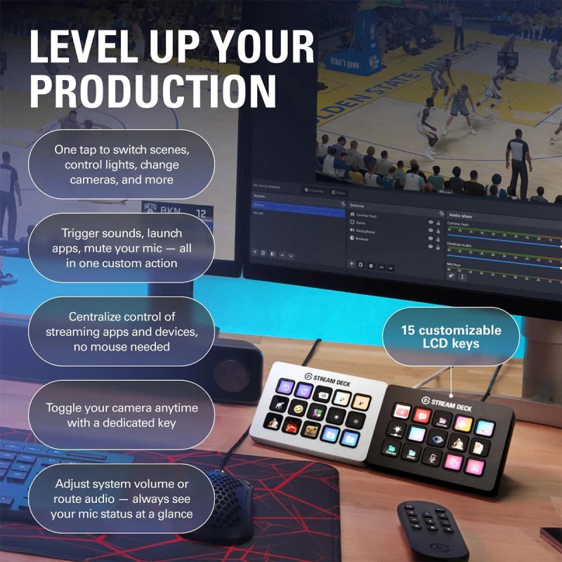 Elgato - Elgato Stream Deck MK.2 Studio Controller, 15 Macro Keys