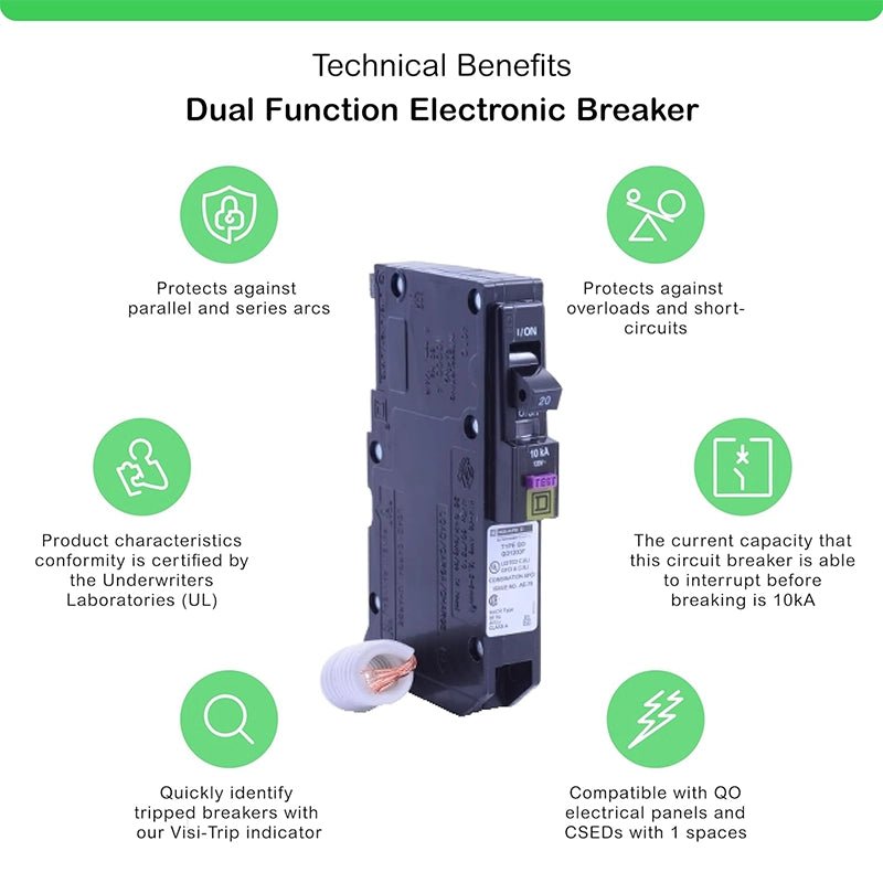 Square D - Square D QO120GFI Qwik - Gard Ground - Fault Circuit Breaker – 20 Amp, 120V, Single - Pole