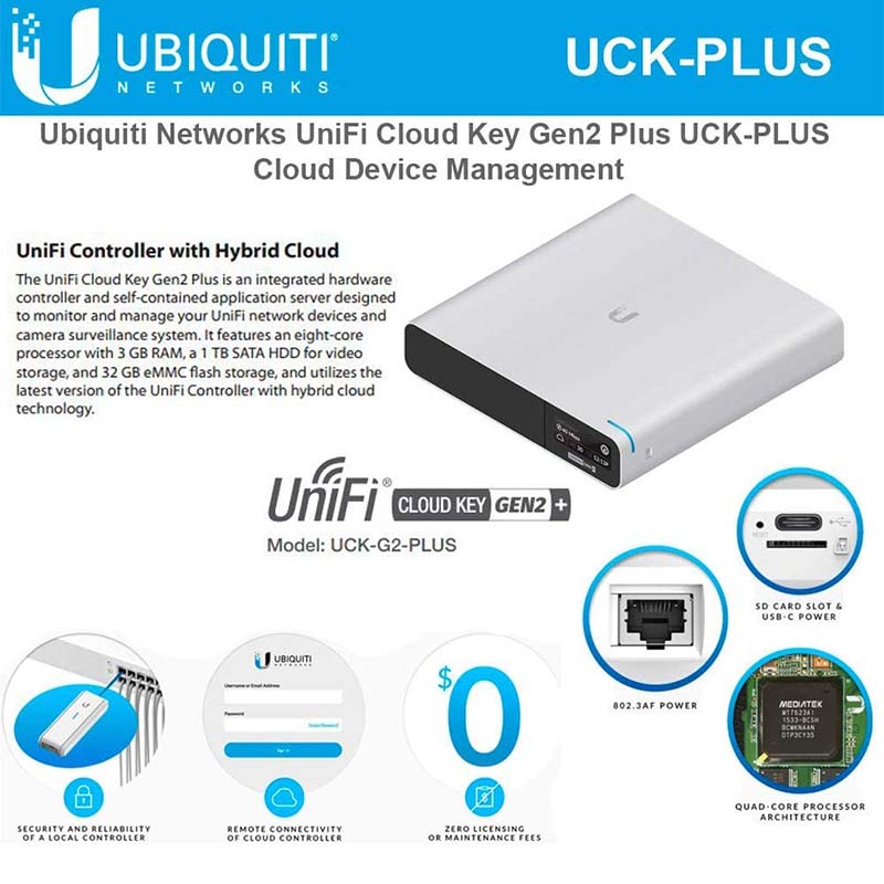 Ubiquiti - Ubiquiti UniFi Single Cloud Key Gen2 Plus (UCK - G2 - PLUS)