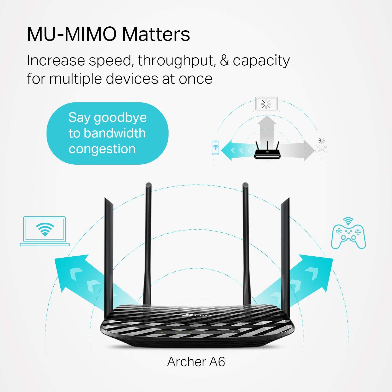 TP-Link AC1200 Gigabit WiFi Router (Archer A6) - 5GHz Dual Band