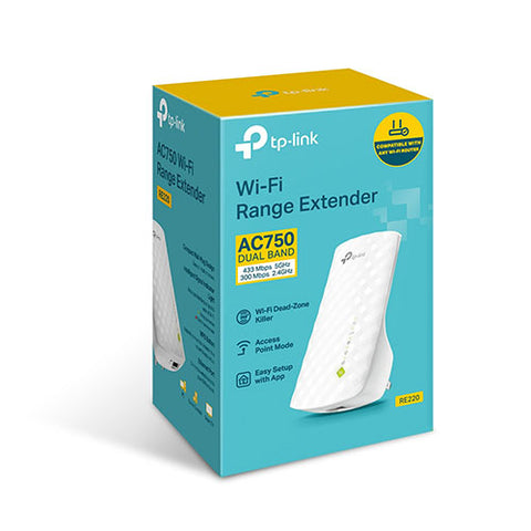 Prolongateur WiFi TP-Link AC750 (RE220) Prolongateur de portée WiFi double bande jusqu'à 750 Mbps 